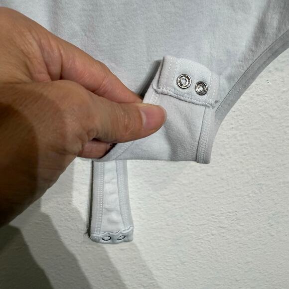 Free People Intimately White Scoop Neck Bodysuit Sz M - Picture 6 of 11